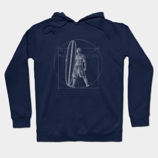 Surfer Dude with Retro Surfboard Vitruvian Man Hoodie